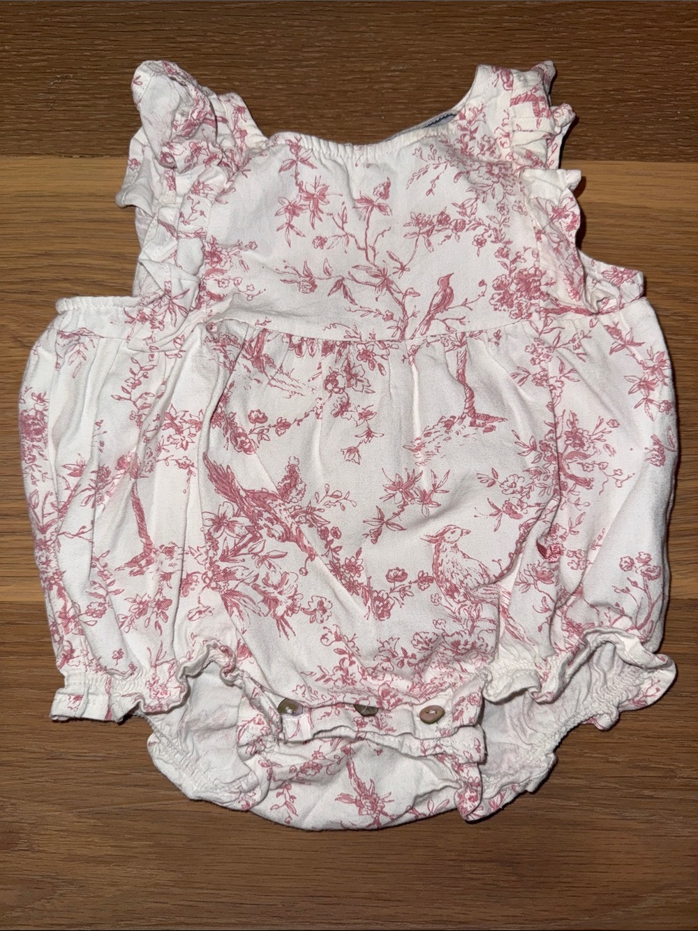 Petite Plume Baby Girls White and Rose Floral Ruffle Romper
